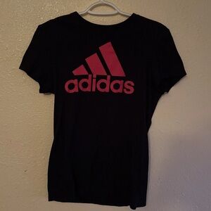 Adidas Black Tee with Pink Accents